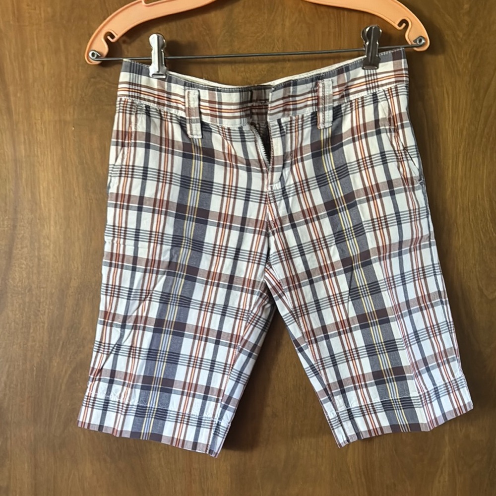 Roxy Checkered Shorts in Blue and Brown